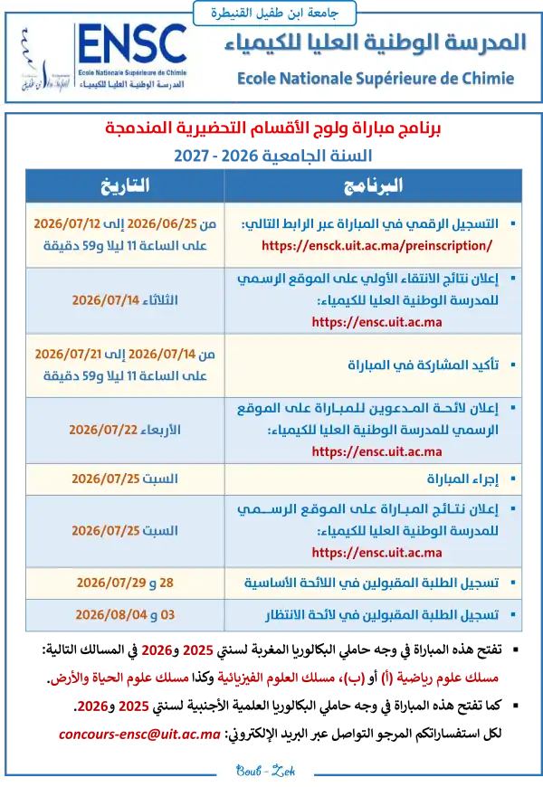 المدرسة الوطنية العليا للكيمياء بالقنيطرة - ENSCK